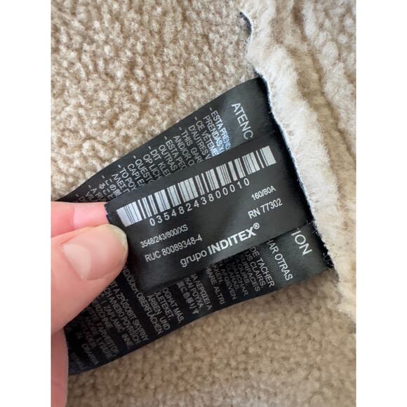 ZARA COLLECTION DOUBLE FACED COAT Faux Leather Sherpa XS - Picture 5 of 9